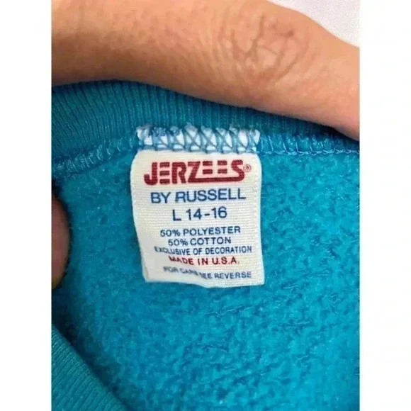 VTG Jerzees‎ Kids Sweatshirt SHOCK WAVES LARGE Russell - Picture 4 of 7